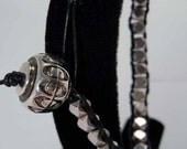 Silver Beaded Leather Wrap Bracelet
