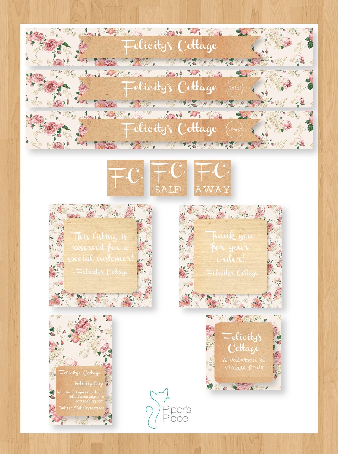 Premade Floral Etsy Shop Set
