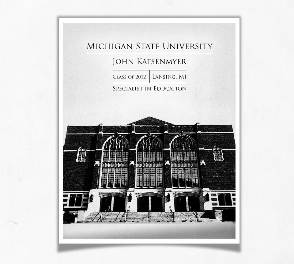 Michigan State University Personalized Gift for Grad / Spartans / Graduation / Father's Day / 8x10 Custom Commemorative Print Alumni