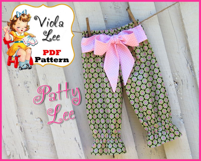 Patty Lee...Girl's Ruffle Pants Pattern, Capris Pattern, Girl's Sewing Pattern, Toddler Pattern, INSTANT DOWNLOAD