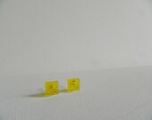 Square Yellow Translucent Lego Earrings