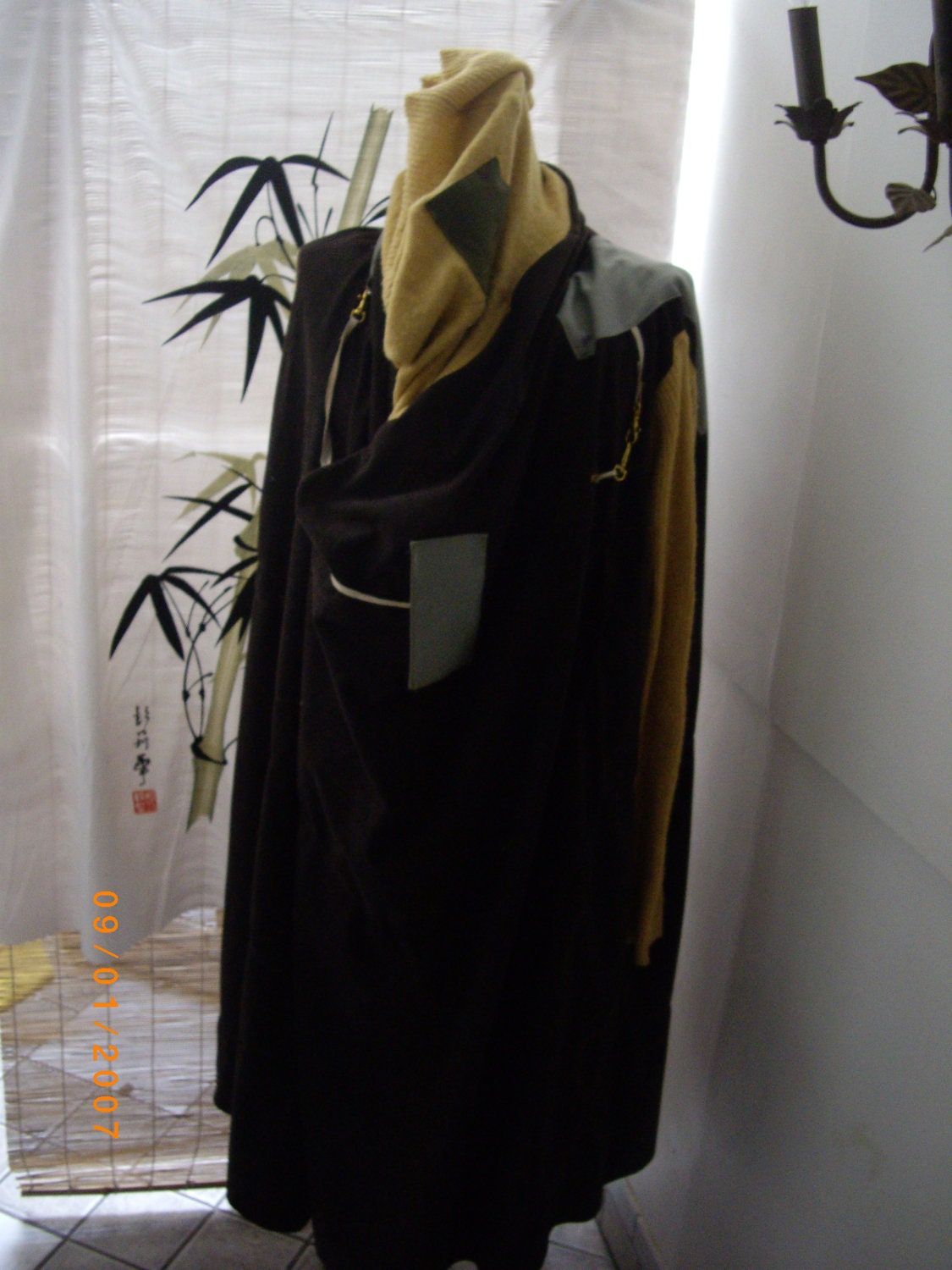 TMD: ORIGINAL DESIGN Chocolate japenese  urban warrior industrial samari jacket rabbit hair sweater coat, duster, trench all sizes