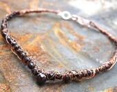 Garnet, Copper wire wrapped, 22" necklace