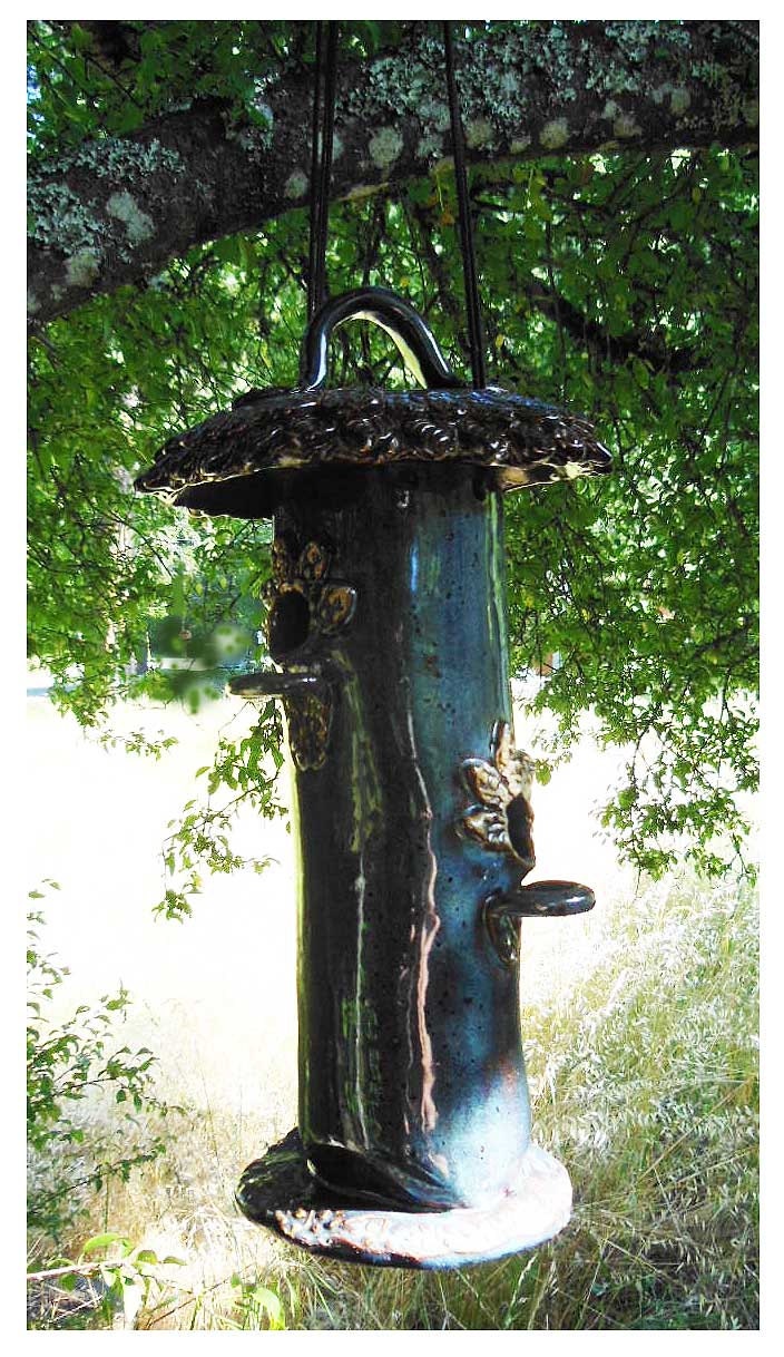 Ceramic Blue Bird Feeder