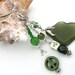 Beaded Beach Glass Keychain, Olive Green Seaglass Keyring Key Chain