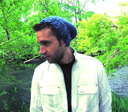 Blue Mens Slouchy Hat Knitted Unisex Cap Dreadlock Hat