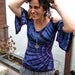 Hand Dyed Blue Punk Tribal Open Shoulder Top