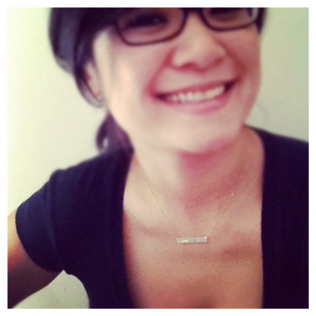 Graduation Gift - Gold Filled Hand Stamped Nameplate Necklace  - Baguette Necklace - Everyday Jewelry - Personalized Gift
