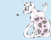 Why cats purr... in powder blue and soft yellow A4