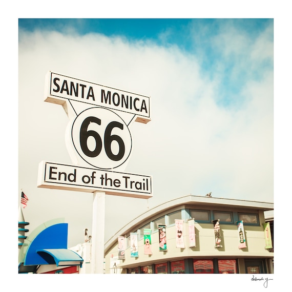 Santa Monica Photo - Route 66 - Los Angeles Art - California Wall Decor - Fun Travel - Summer Memories - Pier - Landmark - The End
