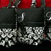 6 Personalized Tote Quilted Damask Monogrammed Bridesmaid