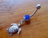 Belly Button Ring - Body Jewelry - Silver Turtle Belly Button Ring