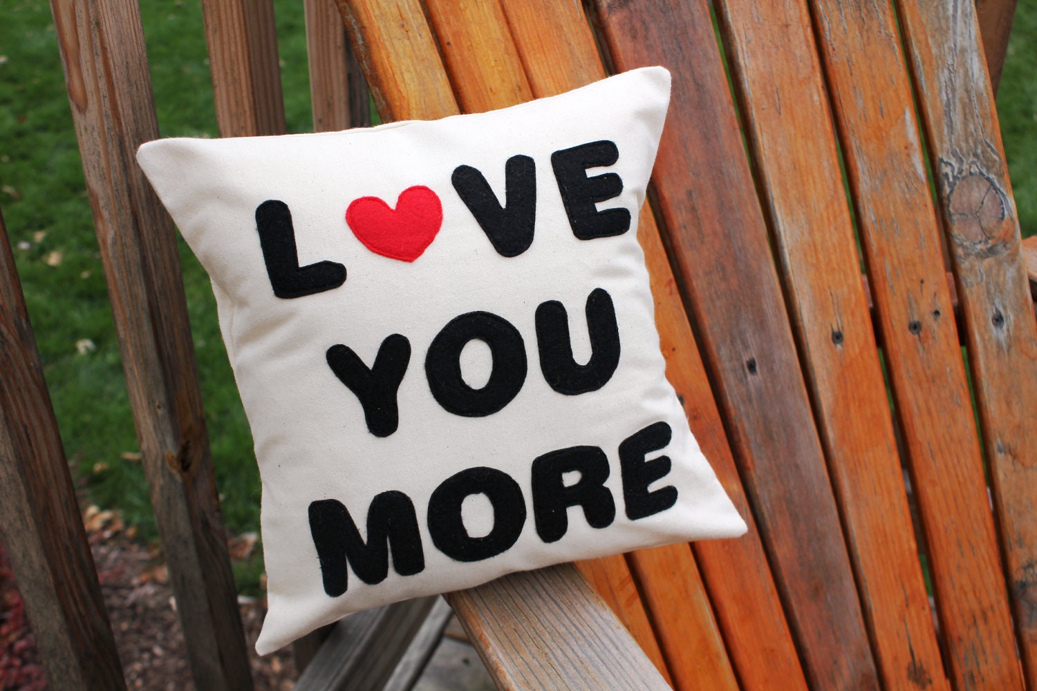 12x12 "Love You More" Appliqued Pillow Cover