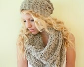 The Chunky Cowl Scarf Shawl Hood - oatmeal - infinity
