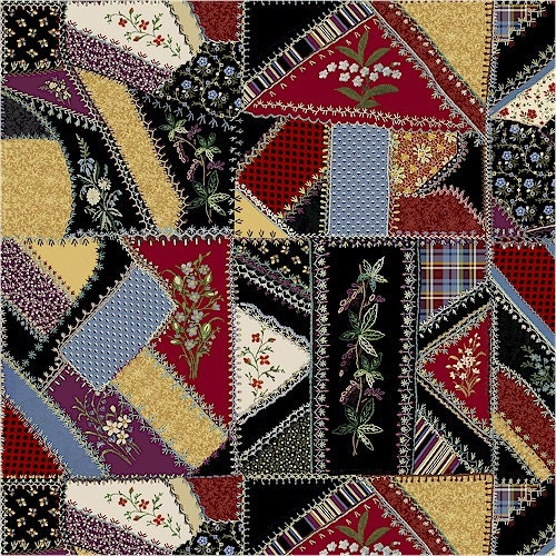 Crazy Patchwork Quilt - Black - Crazy for Shelburne Collection - Shelburne Museum -Windham Fabrics