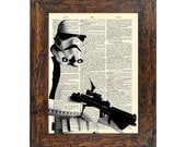 Portrait of a Storm Trooper Original Print on an Unframed Upcycled Bookpage