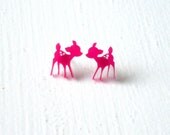 Deer Stud Earrings : Kawaii Pink Laser Cut Bambi