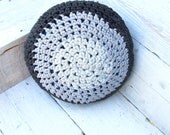 CROCHETED PILLOW - with inner cushion - Grey variegated