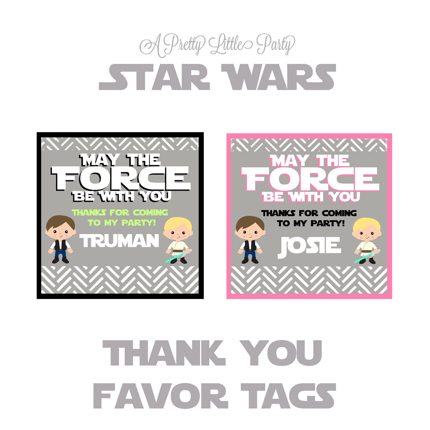 Star Wars Favor Tags - Character Thank You Tags - Star Wars - Party Supplies