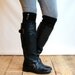 LouLou - Black : Open-work Knit Leg Warmers with Antique Silver Metal Buttons - Legwarmers boot socks (item no.9-2)