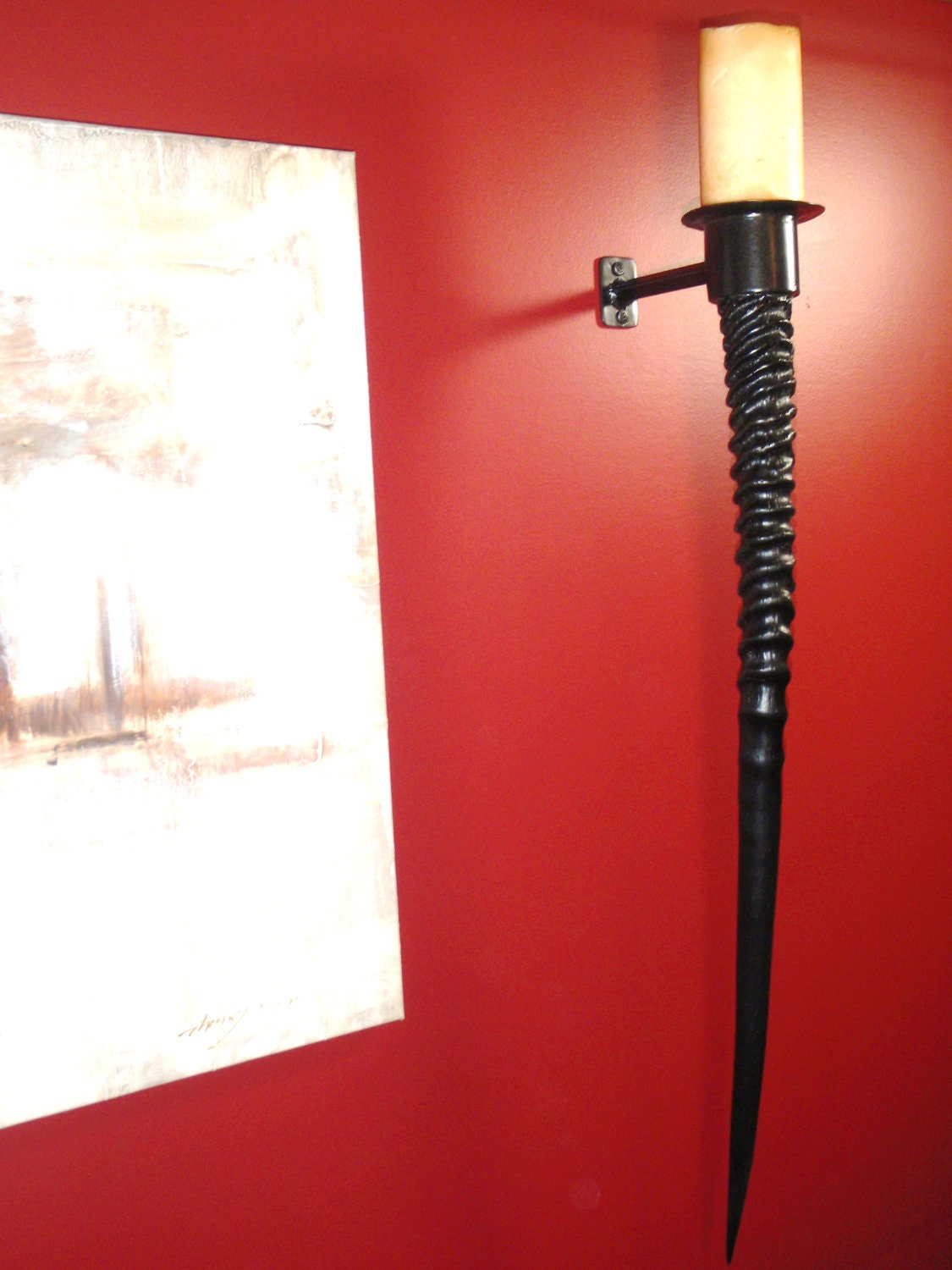 Candle Holder Taxidermy Gothic African Horn - Large Gemsbok Horn