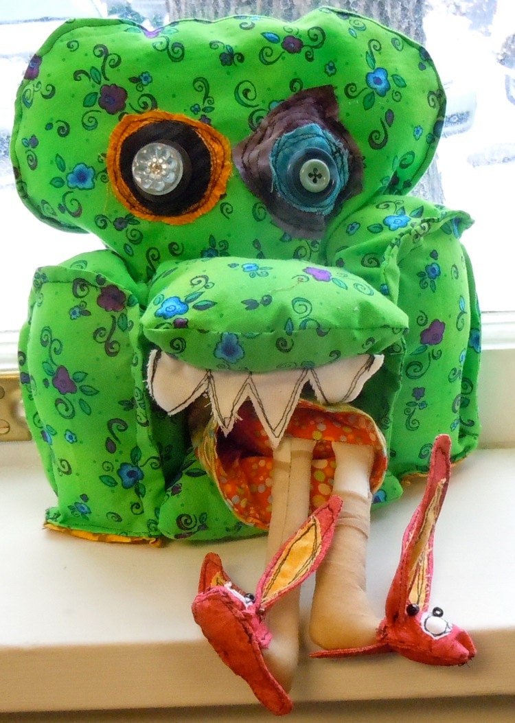 What really happened to Mrs. Pennyroyal, grumpy monster chair handmade art doll