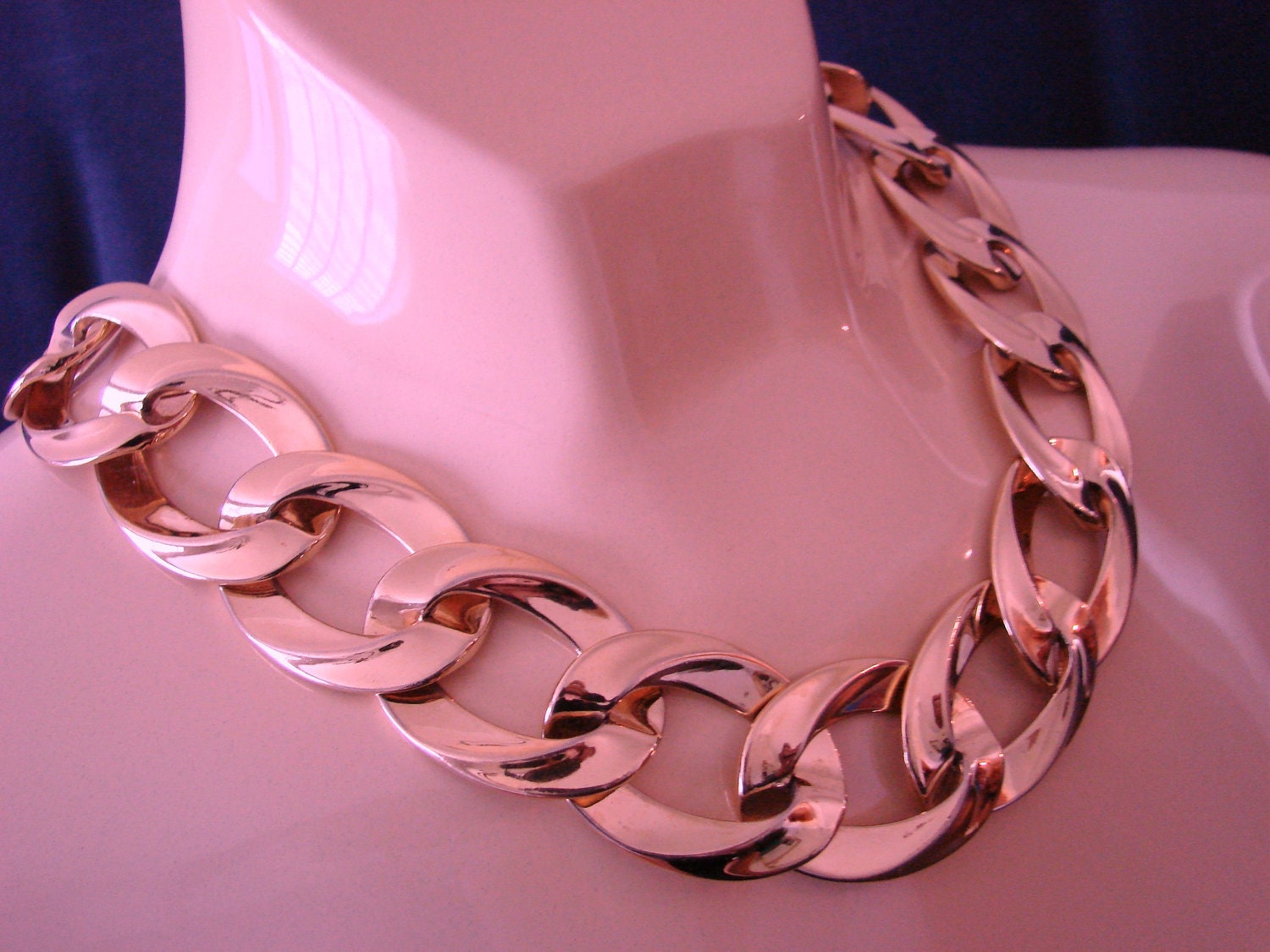 Designer 80s MONET Wide Chunky Link Necklace