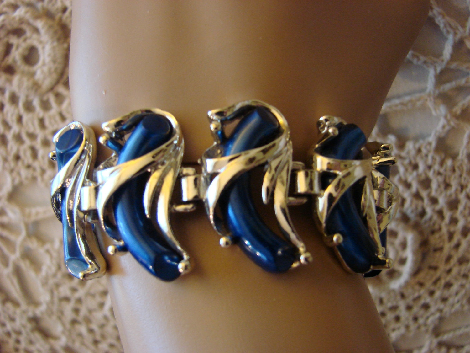 Cobalt Blue 50s-60s Bracelet (Unique Thermoset Stones)