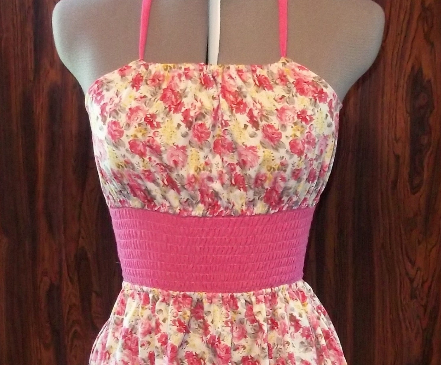 sale -pretty in pink flowers sundress - free shipping to U.S.