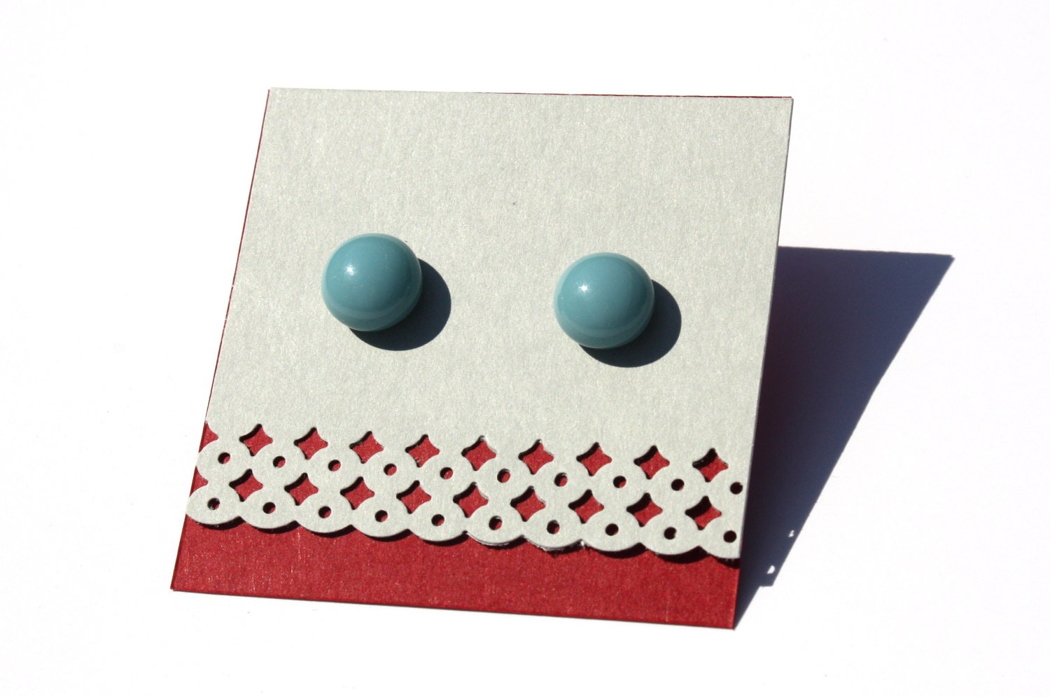 Simple Blue Earrings - Recycled Light Blue Glass Studs
