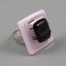Fused Glass Ring - Pink and Black Ring - Adjustable Silver Ring