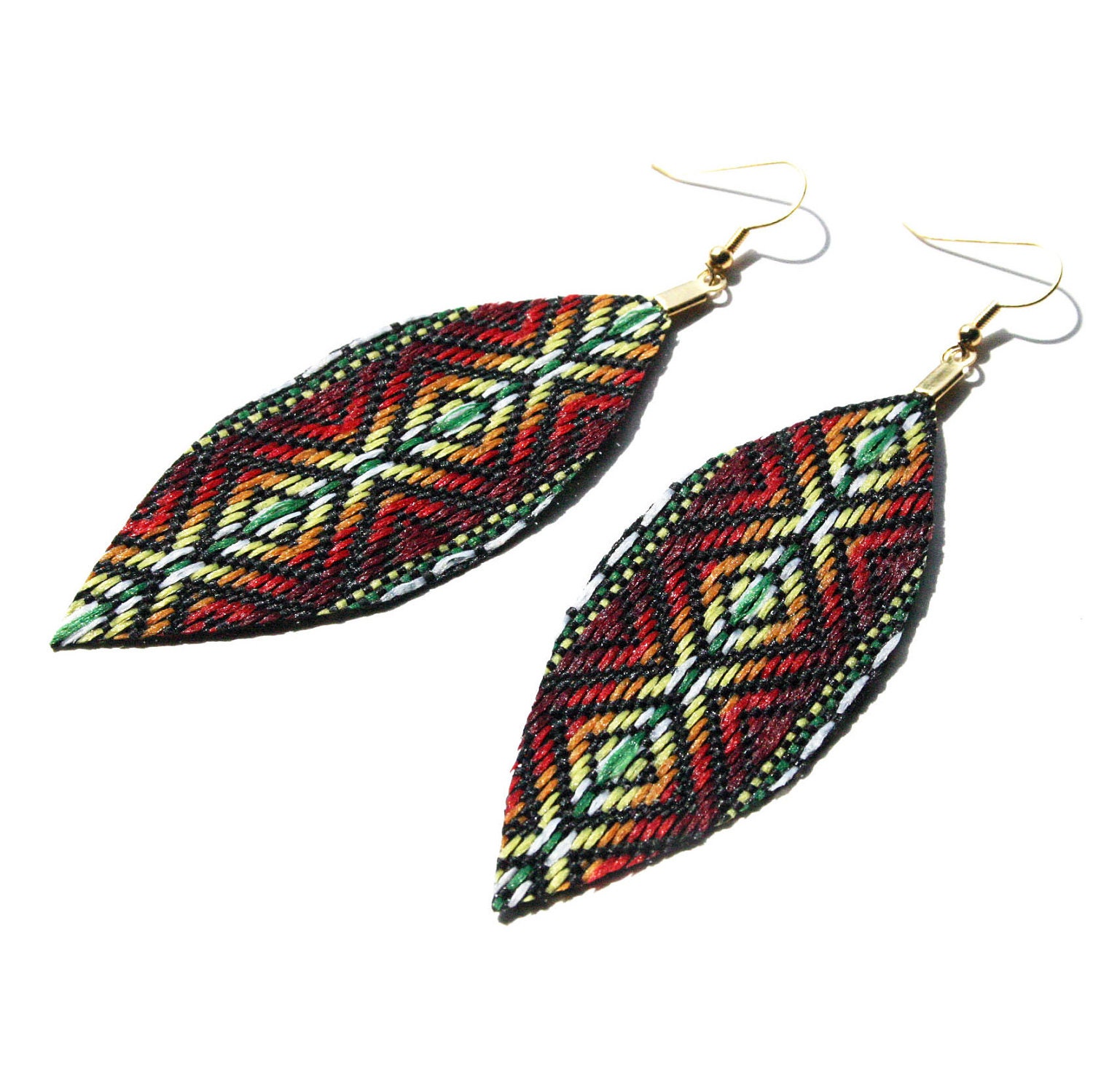 Tribal Rainbow - Feather Earrings