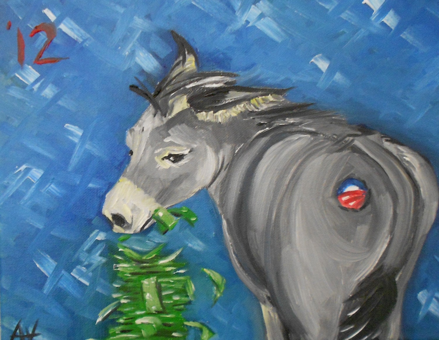 The Obama Button Original Oil Painting Folk Art
