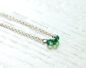 Delicate simple everyday tiny peacock teardrop necklace