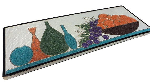 Vintage Gravel Mosaic Art, 1960's Eames Wall Hanging, Mid Century Modern Bottle Art