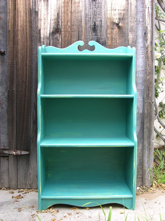 Turquoise bookshelf by othersisterdesign on Etsy