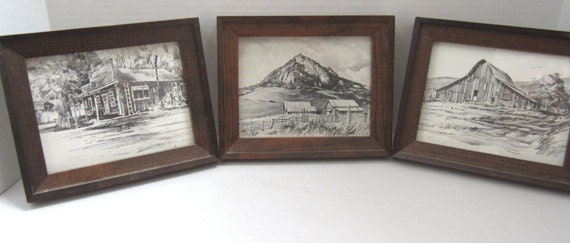 Vintage Lithographic Scenes by Don B. Williams of Morro Bay, Calif. c.1970