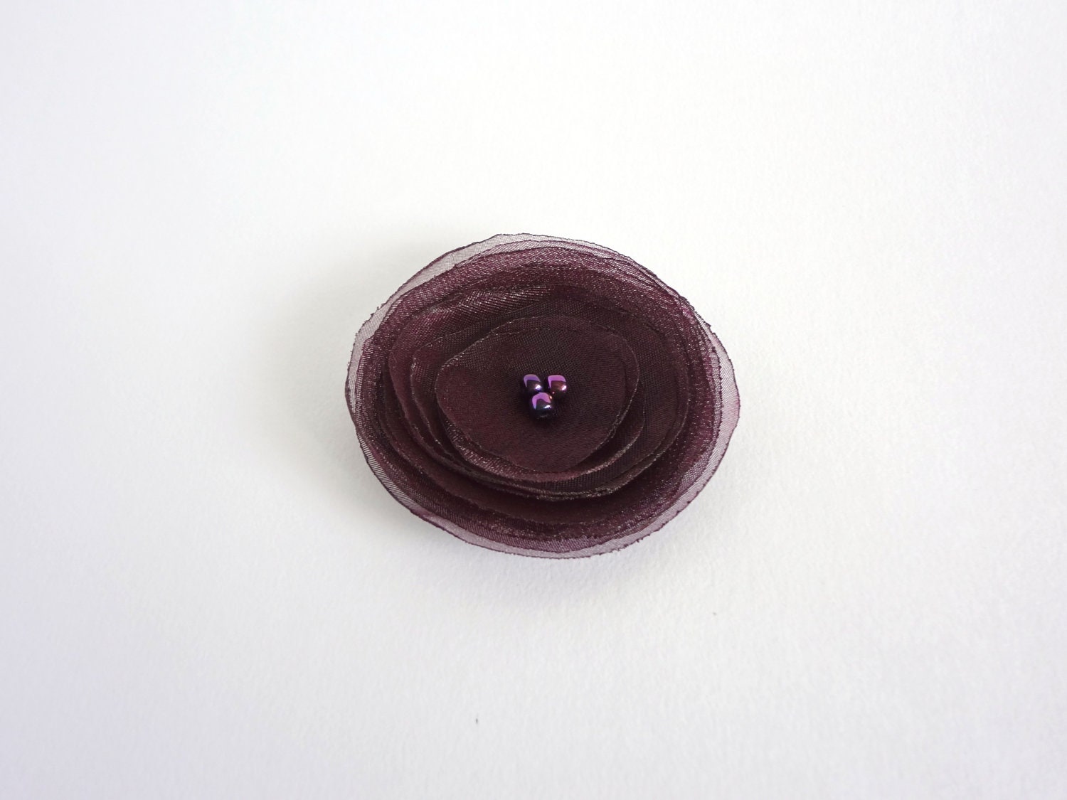 Eggplant Purple Organza Poppy  Embellishment