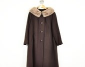 fur collar coat - 1960s coat - 60s wool coat - b. altman - large - xlarge - plus size