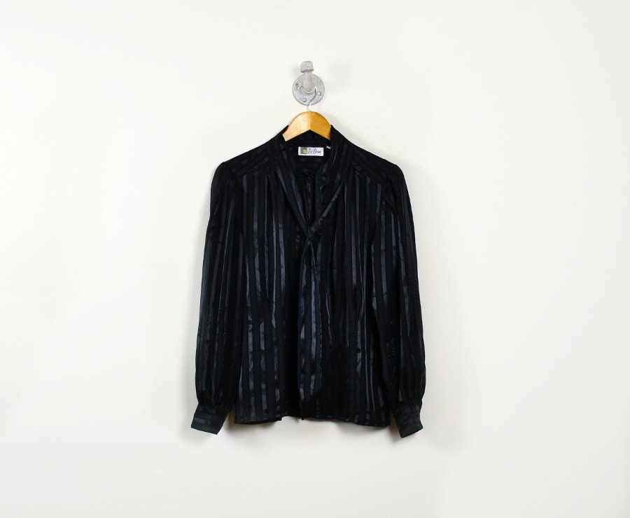 jet black womens blouse - striped - sheer