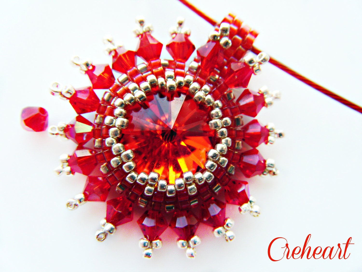 Handmade Beadwork - Swarovski Pendant - Rouge - Sunshine Collection