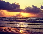 Beach Photography - carpe diem sunrise beach summer sea wall art photo print photos sand ocean shore
