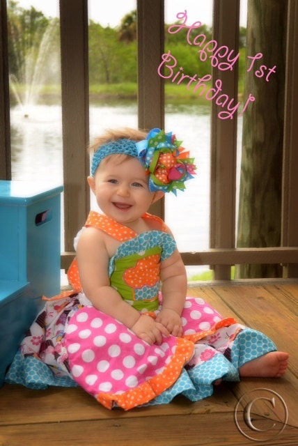 Boutique Girls Birthday Dress Custom Childrens Clothing Cupcake Party Dress M2M OTT Boutique hairbow Sizes 6-12m 12-18m 18-24m 2T 3T 4T 5 6