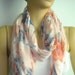 Salmon PINK INFINITY Cotton SCARF with Cinnamon and Gray flowers