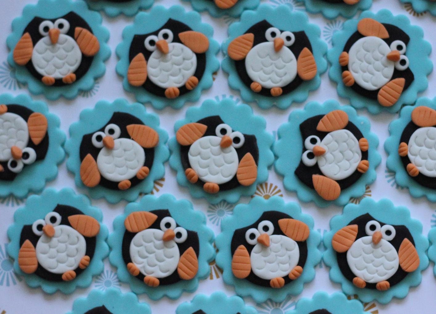 36-Piece Whimsical Owl-Themed Fondant Toppers - Perfect for Cupcakes, Cookies and Other Edibles