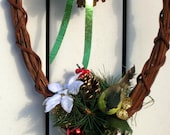 Holiday Heart Bird Wreath Door Decoration