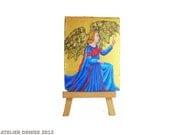 Blue Angel Miniature Painting on plaster - AtelierDenise