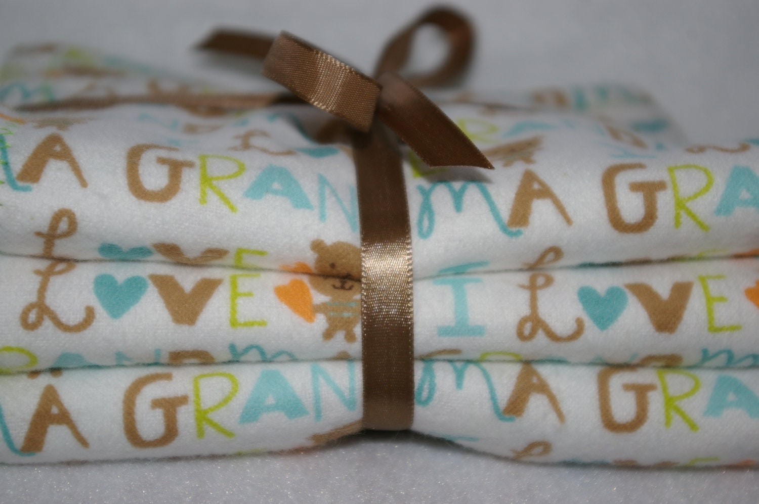handmade unisex burpcloths i love grandma  (set of three)
