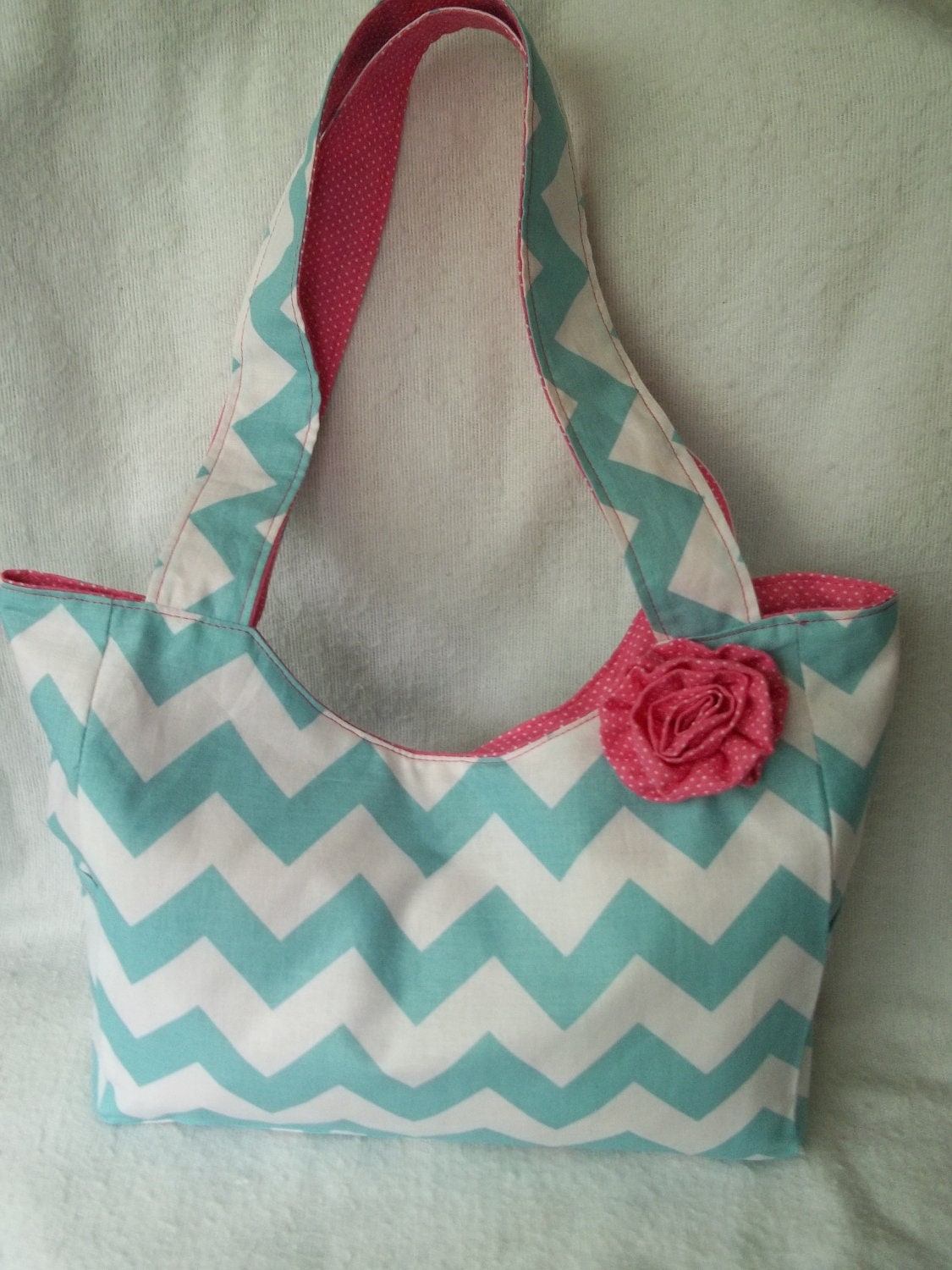 Toddler Tote in Chevron and Pink