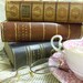 Vintage set of 3 German designer books in gold, green, rust